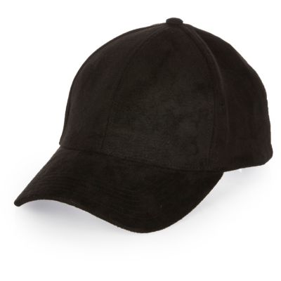Black faux suede cap